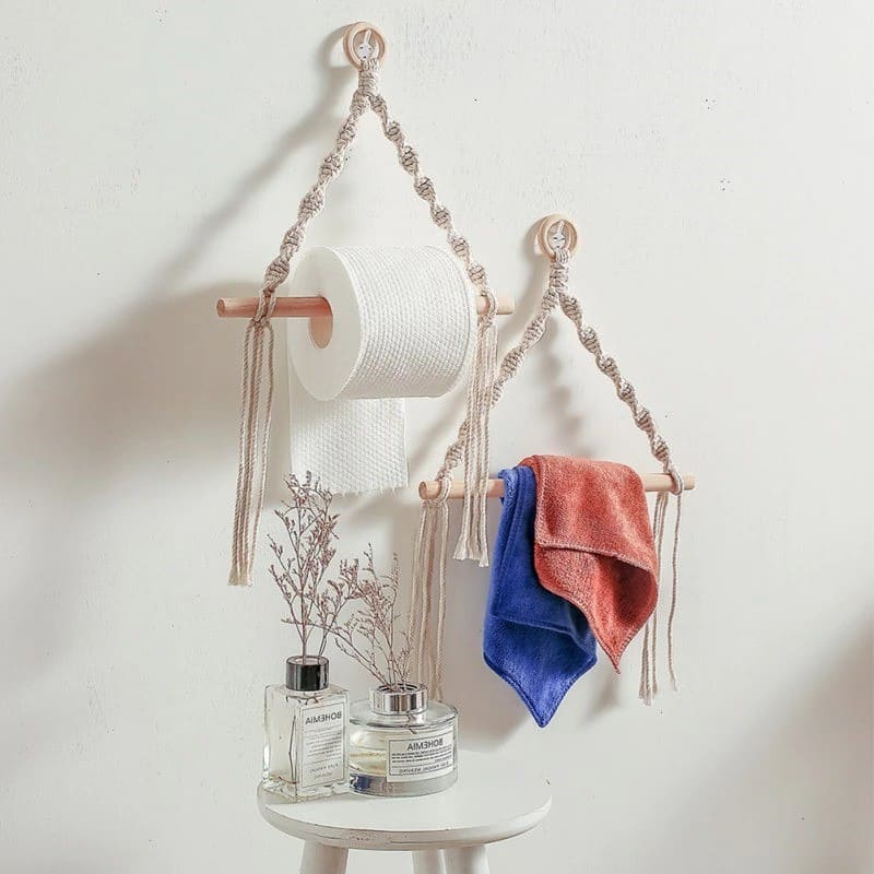 Porte-papier toilette design en corde Macramé Esprit Macramé