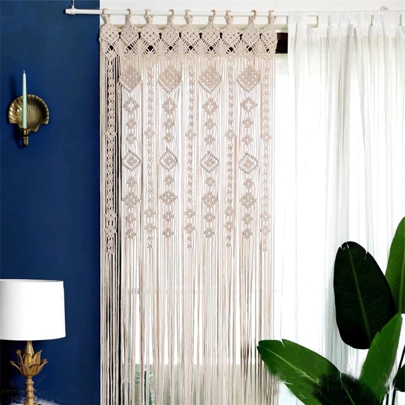 Rideau Macramé Beige Élégance Esprit Macramé