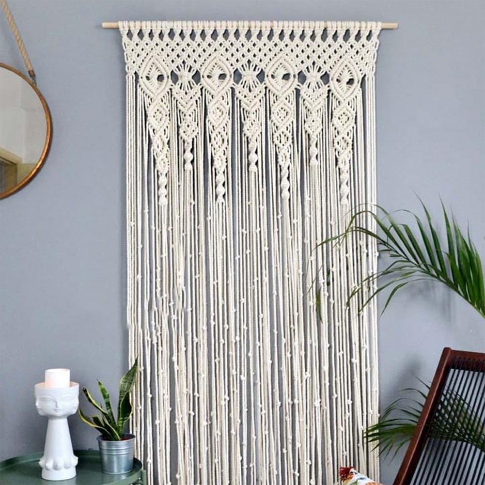 Rideau Macramé en coton écru - Élégance Artisanale Esprit Macramé