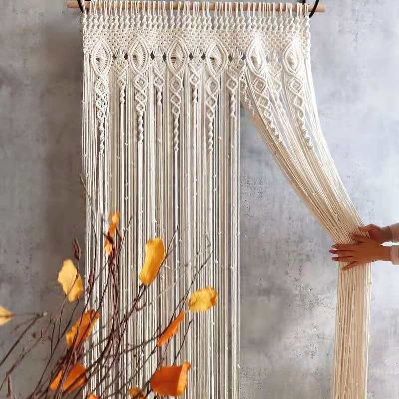 Rideau Macramé en coton écru - Élégance Artisanale Esprit Macramé
