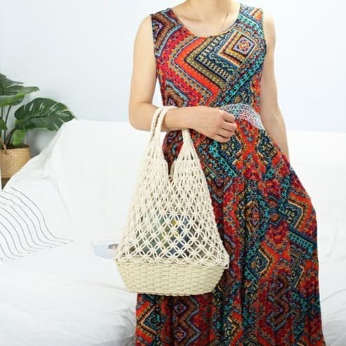 Sac de plage en Macramé Éclat Maritime Esprit Macramé