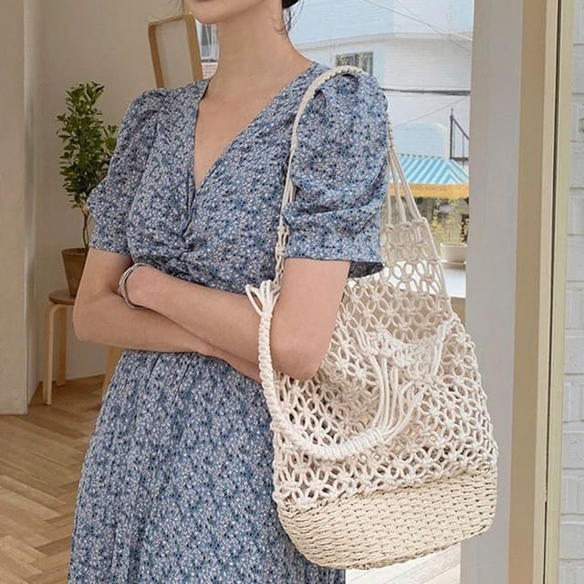 Sac de plage en Macramé Éclat Maritime Esprit Macramé