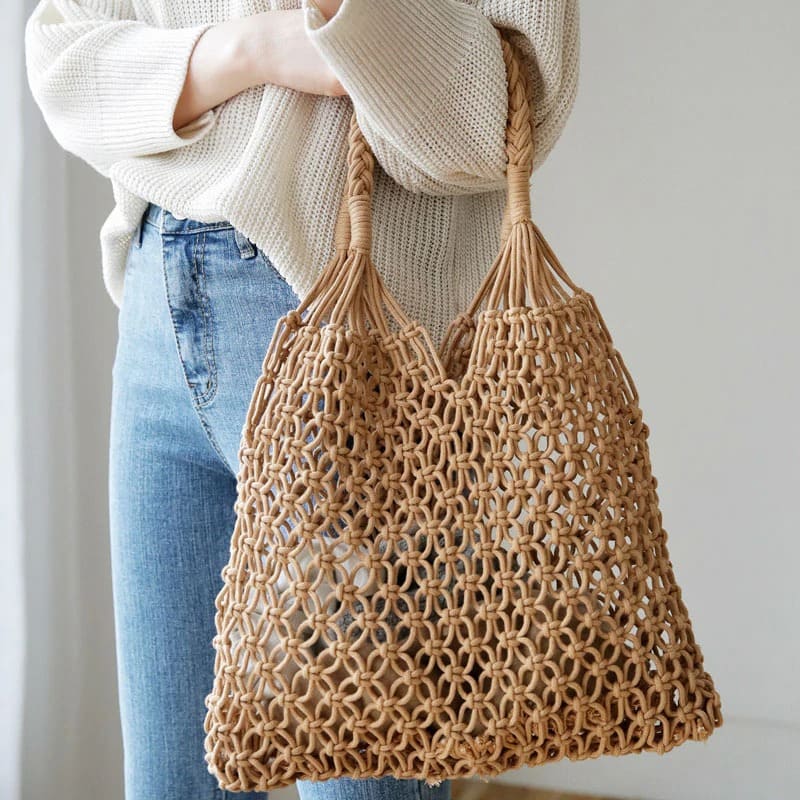 Sac en Macramé à mailles souples Esprit Macramé