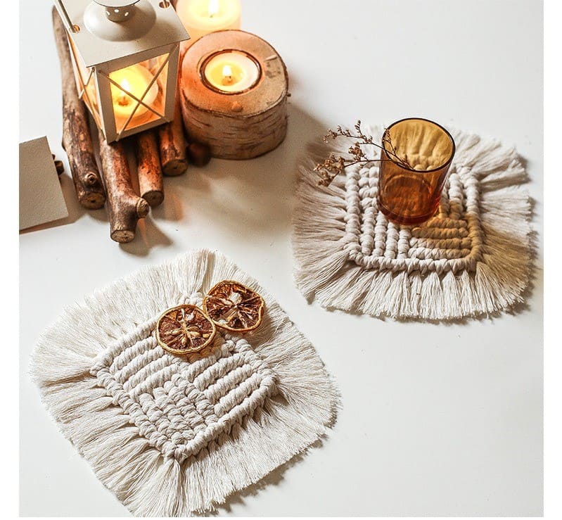 Sous-verre carré en Macramé Chic & Tendance Esprit Macramé