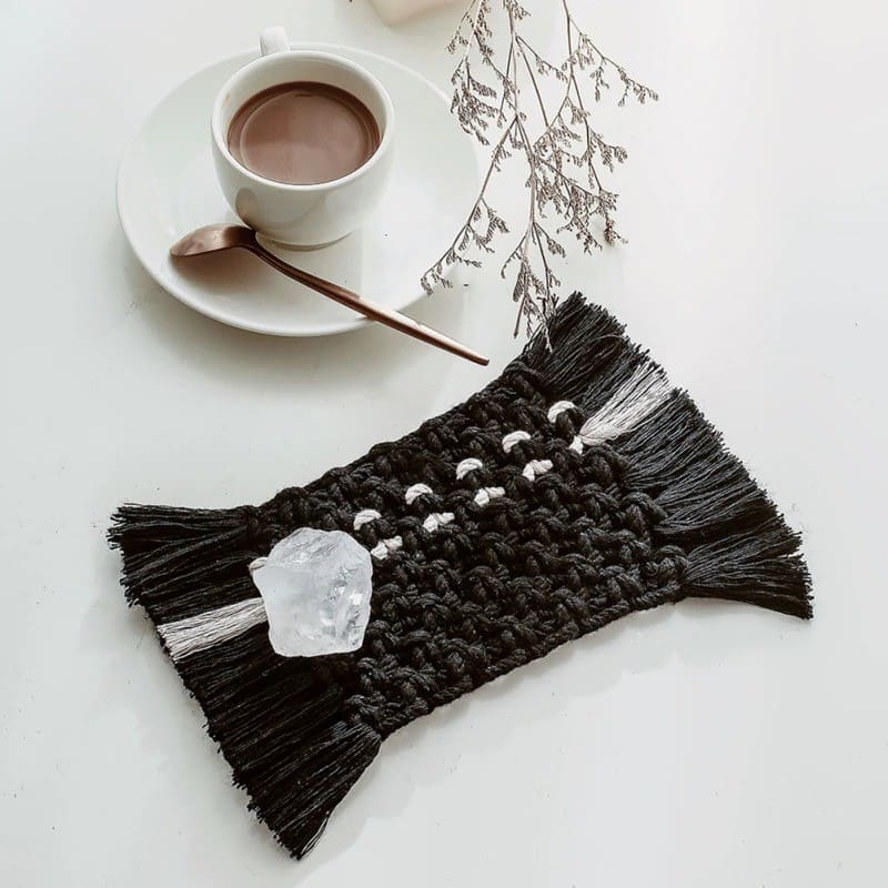 Sous-verre Rectangulaire en Macramé Élégance Esprit Macramé