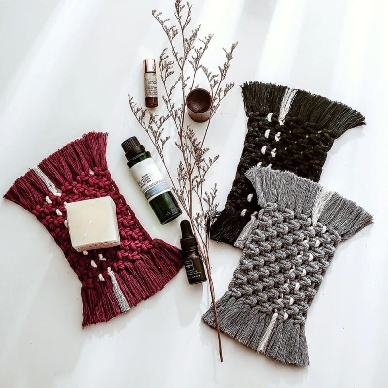 Sous-verre Rectangulaire en Macramé Élégance Esprit Macramé