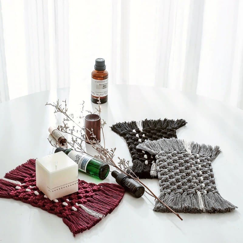 Sous-verre Rectangulaire en Macramé Élégance Esprit Macramé