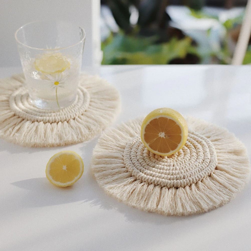 Sous-verre Rond Macramé Élégance Esprit Macramé