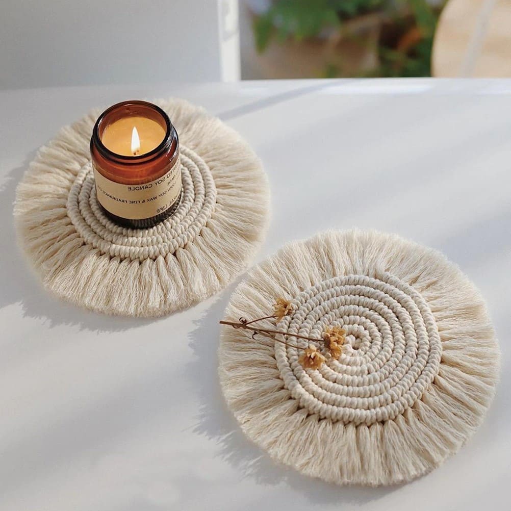 Sous-verre Rond Macramé Élégance Esprit Macramé