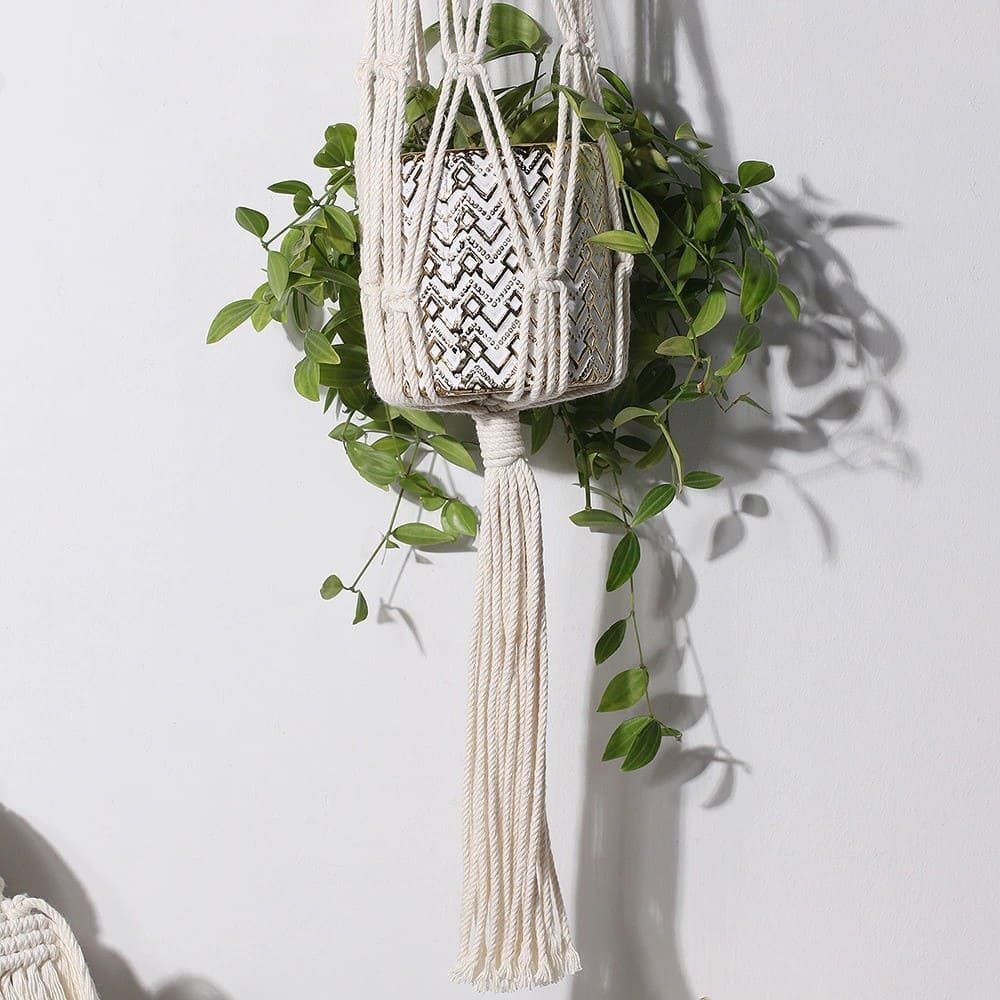 Suspension Macramé Bohème pour Plantes Esprit Macramé