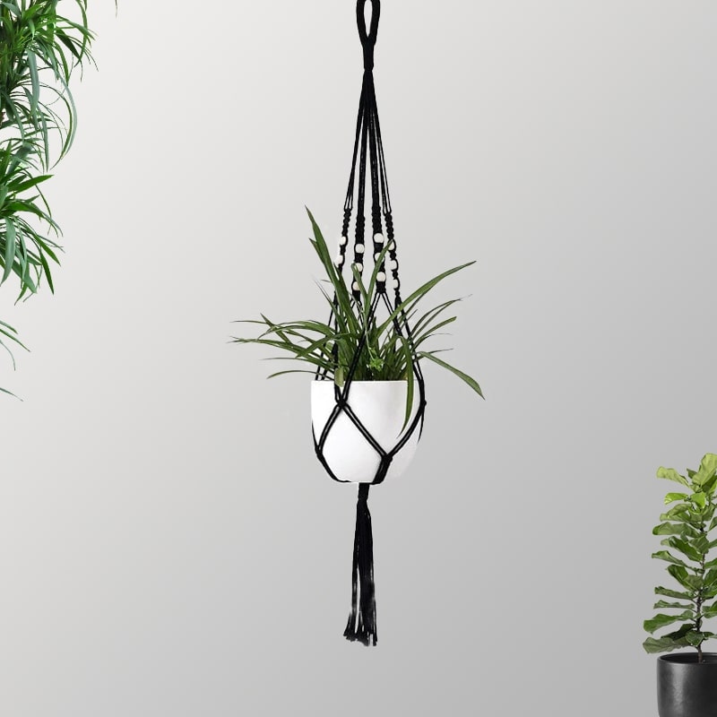 Suspension Macramé Noir Élégance Esprit Macramé