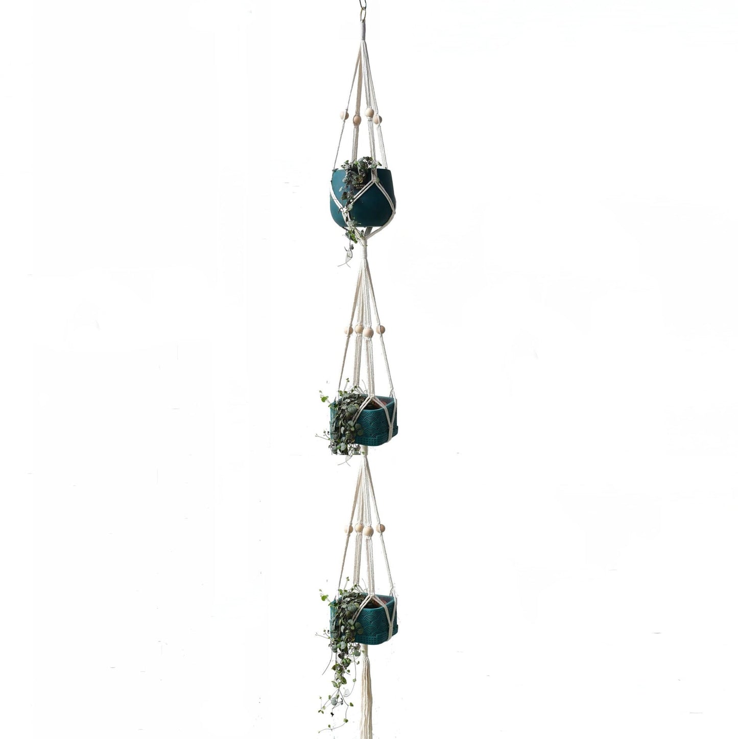 Suspension Macramé Triple Élégance Esprit Macramé
