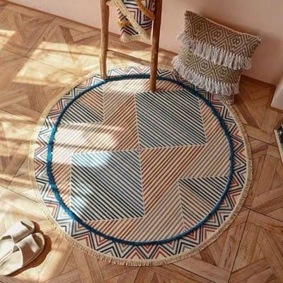Tapis Bohème Rond en Macramé Élégance Artisanale Esprit Macramé