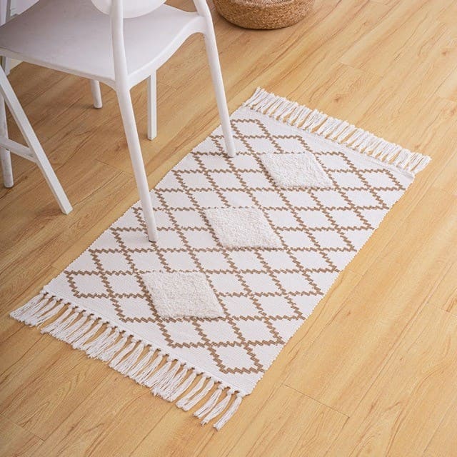 Tapis Macramé Épure en Blanc Esprit Macramé