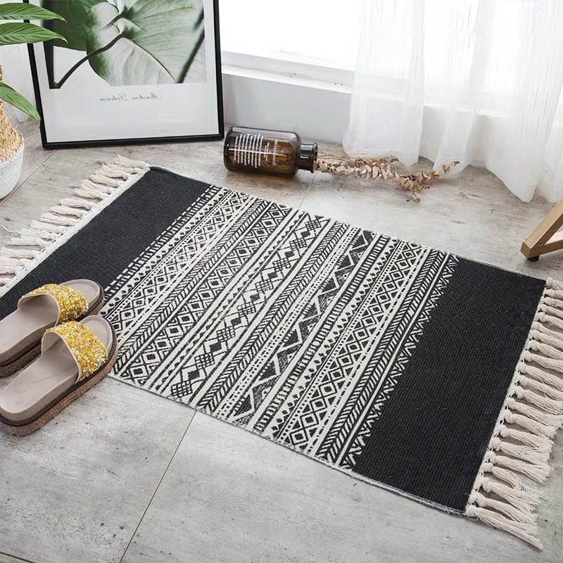 Tapis Macramé Noir Élégance Esprit Macramé