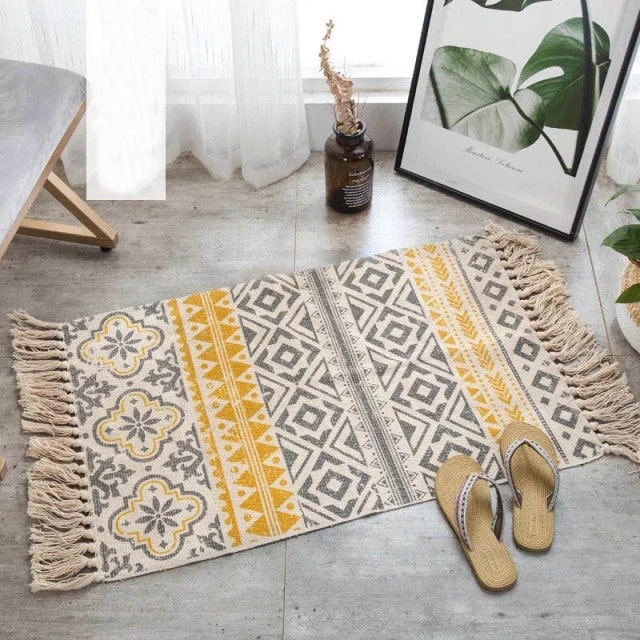 Tapis Macramé Rectangulaire Élégance Artisanale Esprit Macramé