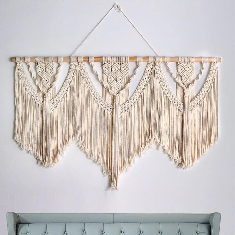 Tête de Lit en Bois et Macramé Élegance Esprit Macramé