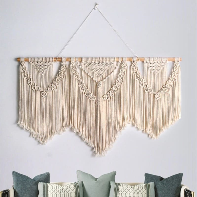 Tête de Lit en Bois et Macramé Élegance Esprit Macramé