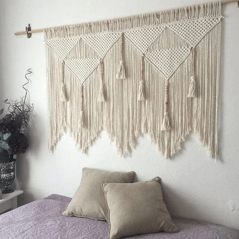 Tête de Lit Macramé Chic en Coton et Corde Naturelle Esprit Macramé