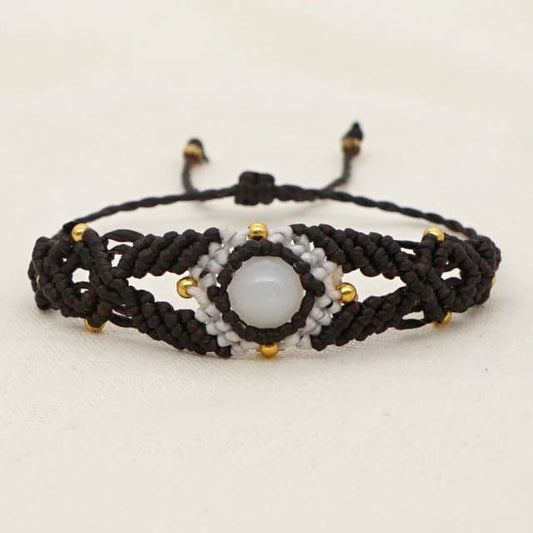 Bracelet Macramé Élégance avec Pierre Précieuse Esprit Macramé