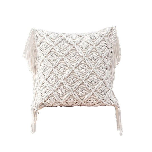 Coussin Bohème en Macramé Blanc Élégance Esprit Macramé