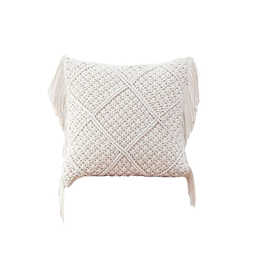 Coussin Écru en Macramé Élégant Esprit Macramé