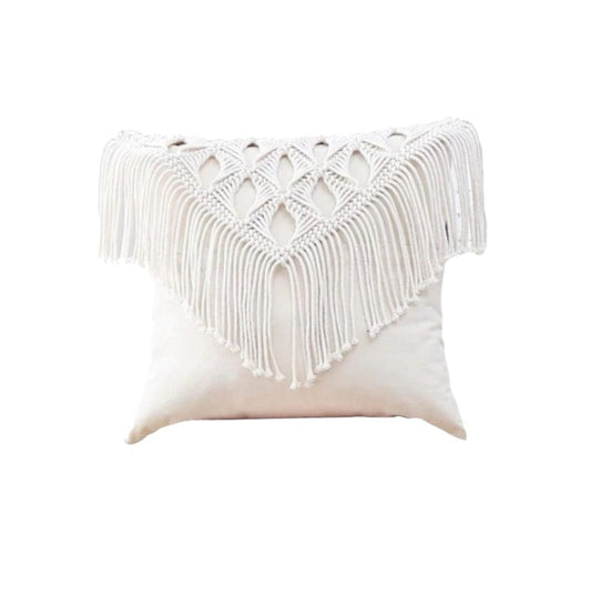 Coussin Macramé Blanc Élégance Esprit Macramé