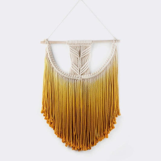 Élégance en Macramé Mural Jaune Esprit Macramé