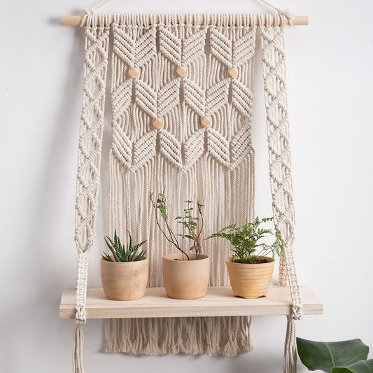 Étagère en Macramé avec perles élégantes Esprit Macramé