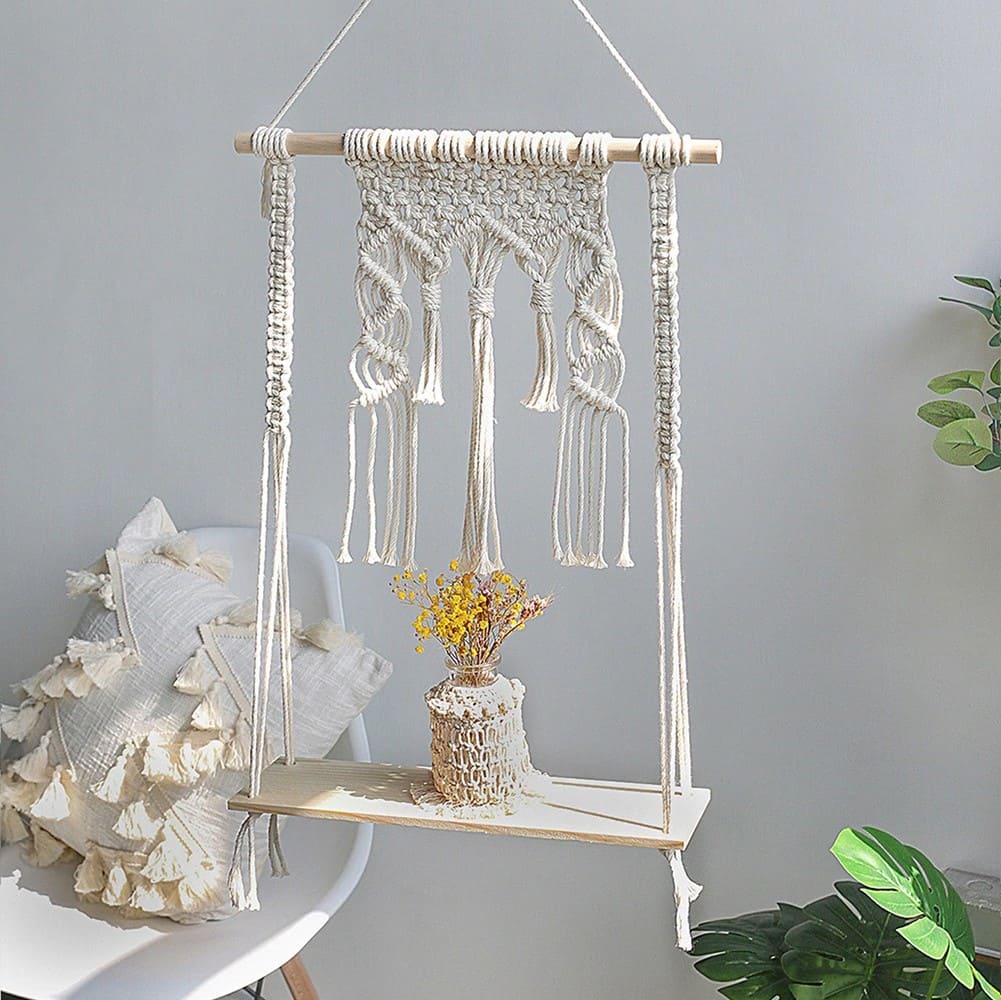 Étagère Murale Bohème en Macramé Chic Esprit Macramé