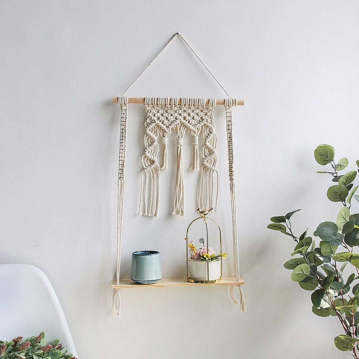 Étagère Murale Bohème en Macramé Chic Esprit Macramé