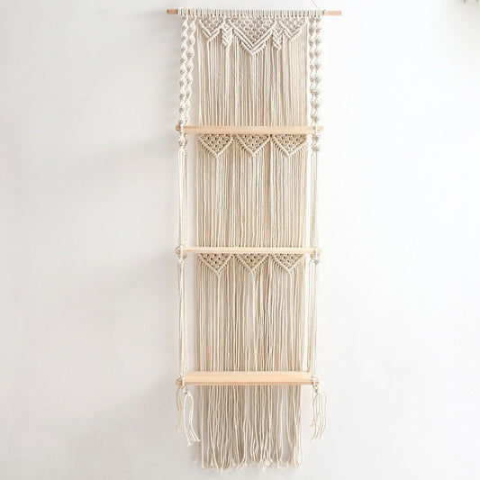 Étagère Murale Triple en Macramé Chic Esprit Macramé