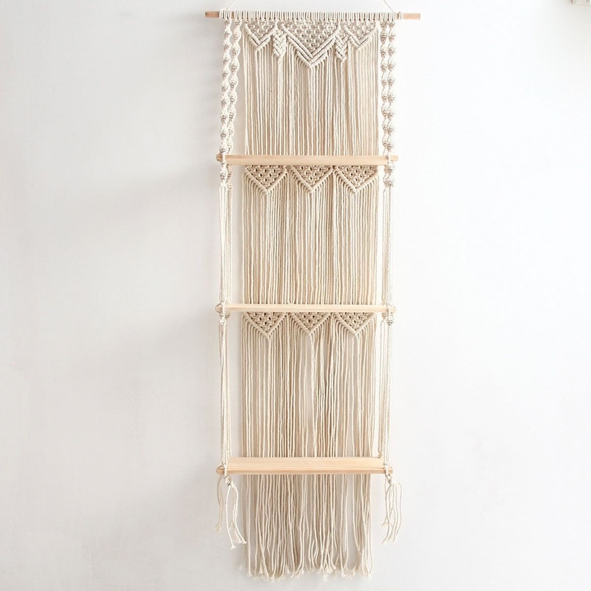 Étagère Murale Triple en Macramé Chic Esprit Macramé