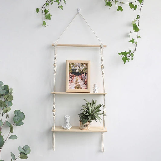 Étagère Suspendue en Macramé Corde Chic Esprit Macramé