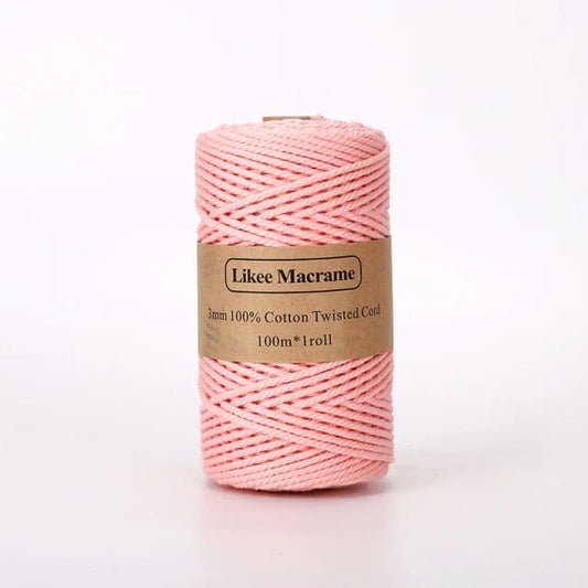 Fil Macramé 3 mm en rose tendance - 100m Esprit Macramé