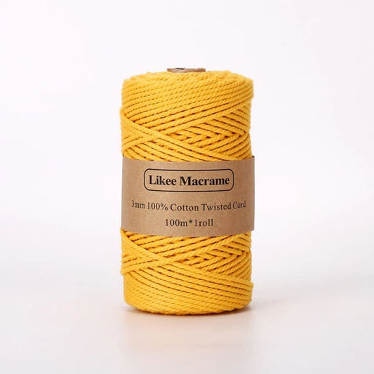 Fil Macramé Premium 3 mm Moutarde - Lot de 100m Esprit Macramé