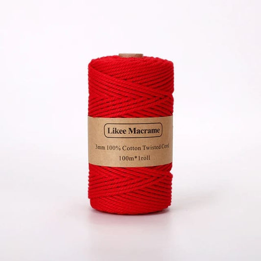 Fil Macramé rouge 3 mm - 100m de qualité supérieure Esprit Macramé