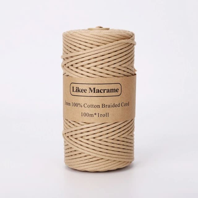 Fil Macramé tressé beige 3 mm - 100m Élégance Artisanale Esprit Macramé
