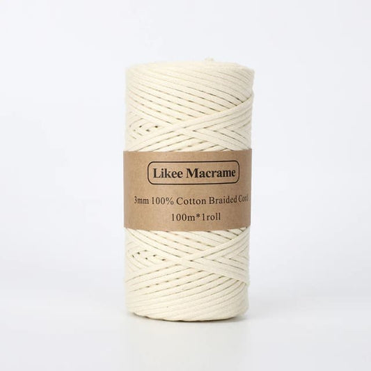 Fil Macramé tressé beige 3 mm - 100m Élégance Artisanale Esprit Macramé