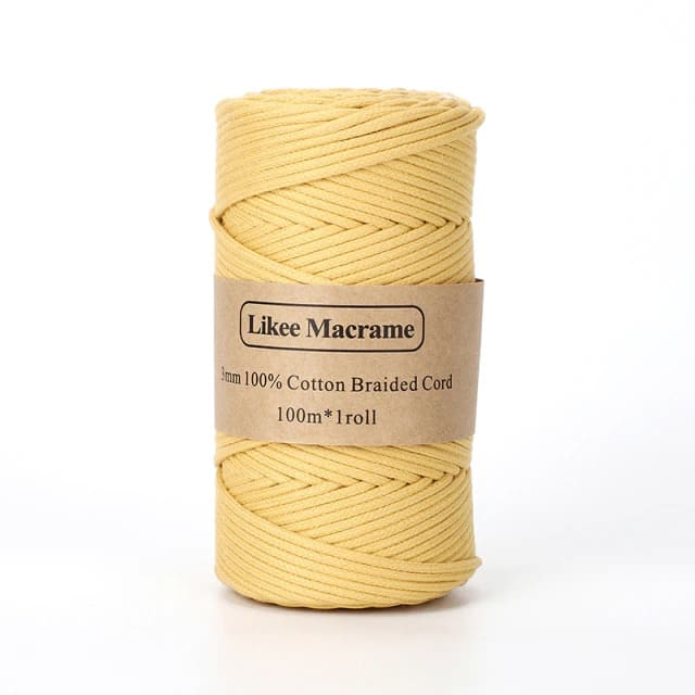 Fil Macramé tressé jaune SunnyCraft 3 mm 100m Esprit Macramé