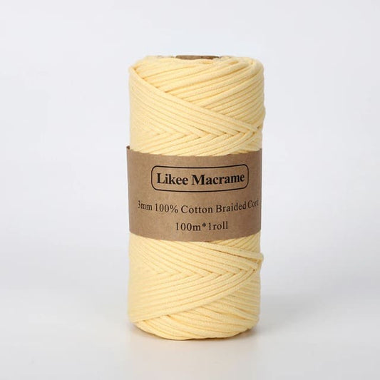 Fil Macramé tressé jaune SunnyCraft 3 mm 100m Esprit Macramé