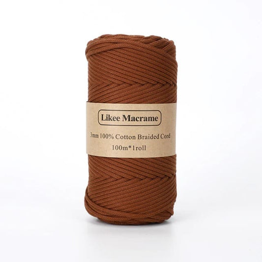 Fil Macramé tressé marron 3 mm - 100m Édition Spéciale Esprit Macramé