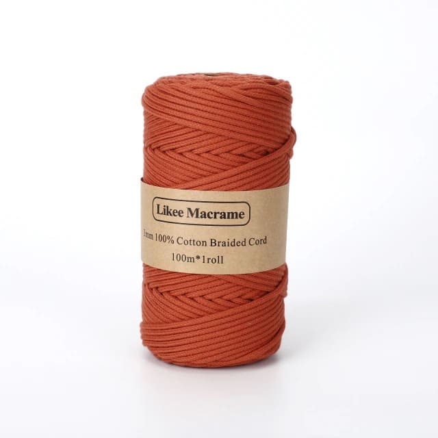 Fil Macramé tressé orange 3 mm - Édition 100m Premium Esprit Macramé