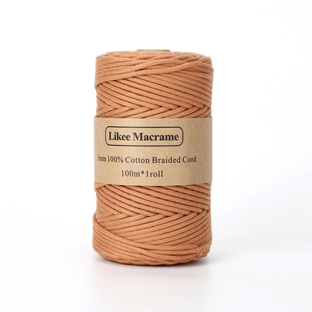 Fil Macramé tressé orange 3 mm - Édition 100m Premium Esprit Macramé