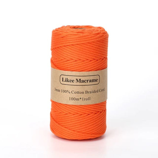 Fil Macramé tressé orange 3 mm - Édition 100m Premium Esprit Macramé