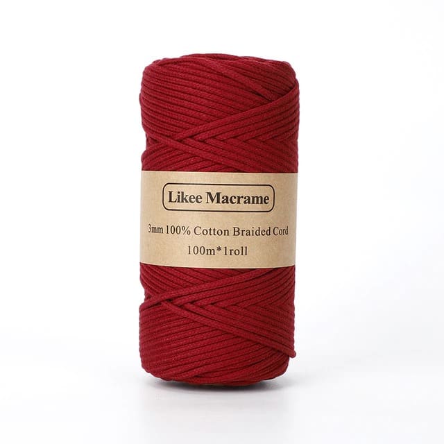 Fil Macramé tressé rouge 3 mm - 100m by Esprit Macramé Esprit Macramé