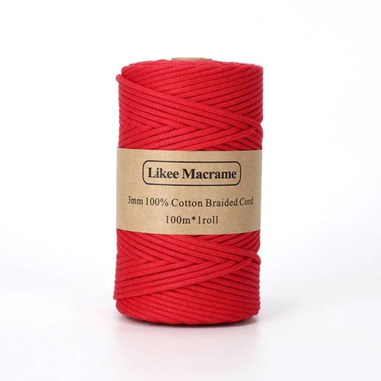 Fil Macramé tressé rouge 3 mm - 100m by Esprit Macramé Esprit Macramé