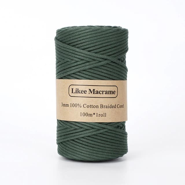 Fil Macramé tressé vert Émeraude 3 mm - 100m Esprit Macramé