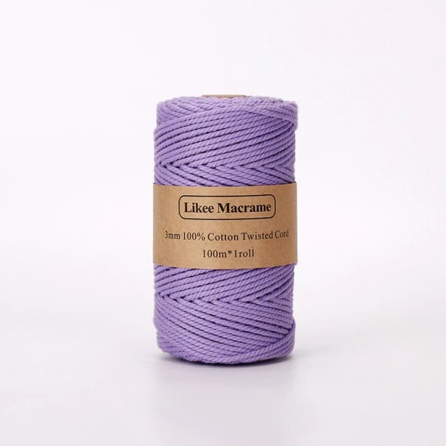 Fil Macramé Violet 3 mm - 100m de qualité supérieure Esprit Macramé