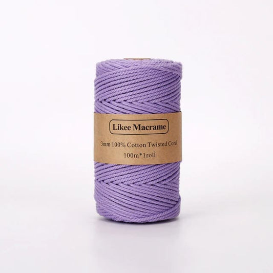 Fil Macramé Violet 3 mm - 100m de qualité supérieure Esprit Macramé